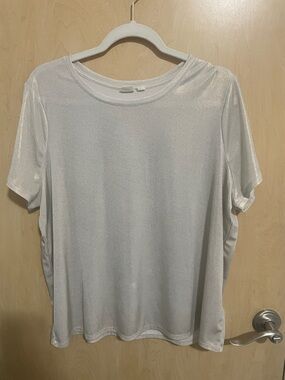 Women's Gap Shimmery Crew Neck Tee - Silvery White  XL
